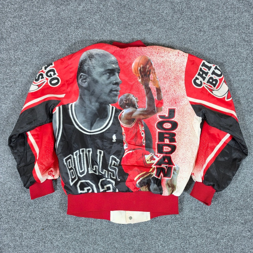 Vintage USA Chalk Line Chicago Bulls Michael Jordan Bomber Jacket Men Med FLAWS